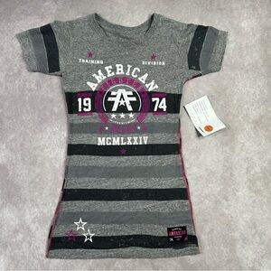 American Classic Gray Striped Graphic Tee Dress